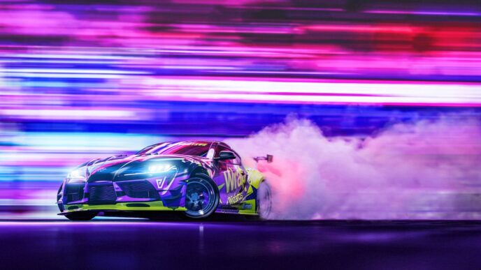 sportscar drift neon 144519 1280x720